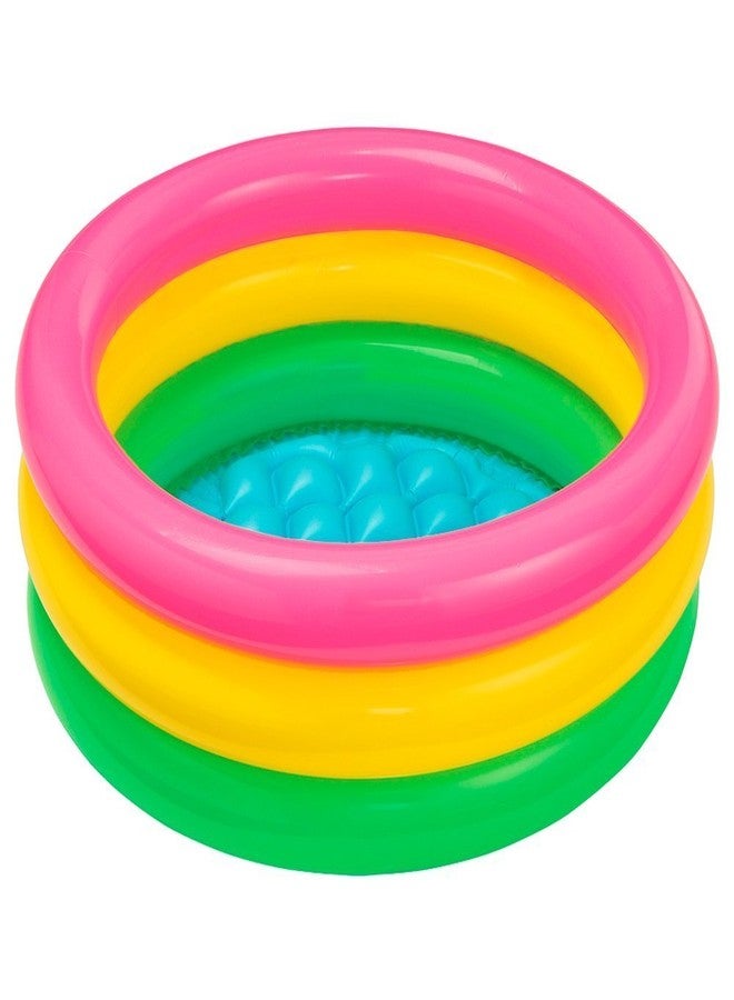 RUJVE Swimming Pool for Kids | Inflatable Sunset Glow Round Colourful Ring Baby Pool Portable Baby Bath tub | Indoor & Outdoor Swimming Pool for Kids (Multi Color) (24 inch) - Image 1